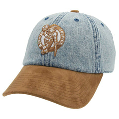Boston Celtics Denim Suede 1904 Strapback NBA Cap Blue/Brown - Taass for sale