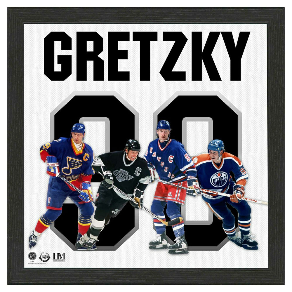Wayne Gretzky #99 Team History Impact Jersey Framed NHL Photo - Taass US