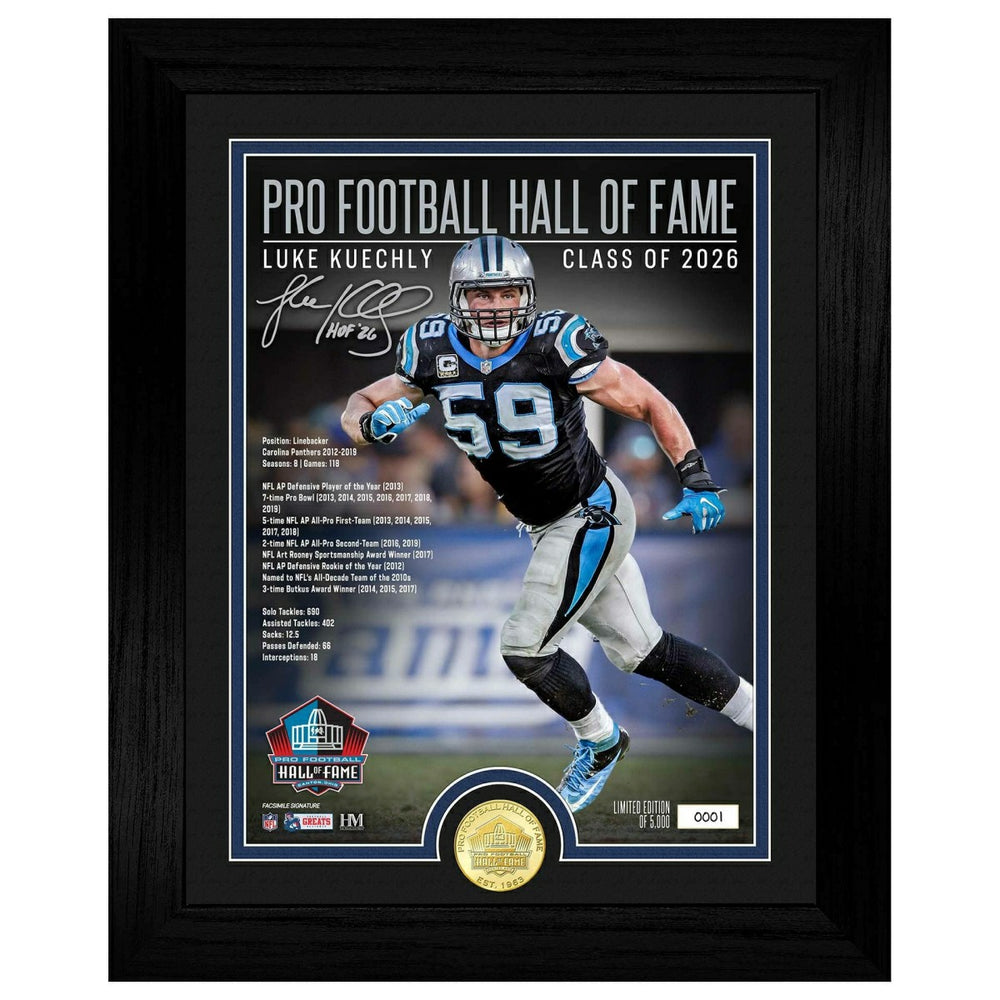 Luke Kuechly Carolina Panthers Hall of Fame Bronze Coin Framed NFL Photo - Taass outlet
