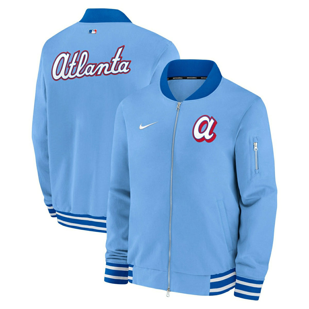 Atlanta Braves City Connect 2026 MLB Authentic Dugout Bomber Jacket Blue - Taass on sale