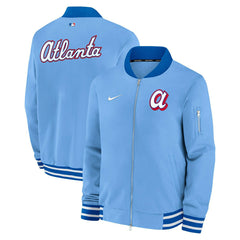 Atlanta Braves City Connect 2026 MLB Authentic Dugout Bomber Jacket Blue - Taass on sale