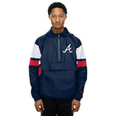 Atlanta Braves MLB Quarter Zip Windbreaker Jacket Navy - Taass discount