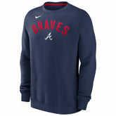 Atlanta Braves Nike Classic Twill MLB Crewneck Pullover Navy - Taass sale