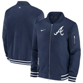 Atlanta Braves 2024 MLB Authentic Collection Nike Bomber Jacket Navy - Taass sale