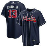 Ronald Acuña Jr. #13 Atlanta Braves Nike MLB Jersey Navy - Taass Online
