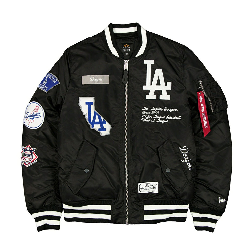 Los Angeles Dodgers Alpha Industries MA-1 MLB Bomber Jacket Black - Taass for sale
