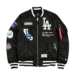 Los Angeles Dodgers Alpha Industries MA-1 MLB Bomber Jacket Black - Taass for sale