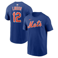 Francisco Lindor #12 New York Mets Player MLB T-Shirt Blue - Taass Online