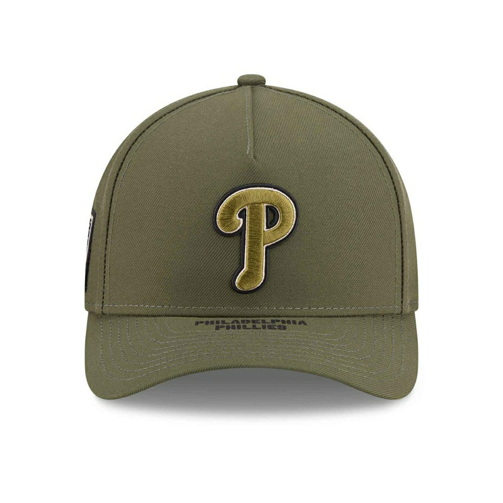 Philadelphia Phillies 2026 MLB Armed Forces 9FORTY M-Crown A-Frame Adjustable Cap Olive - Taass for sale