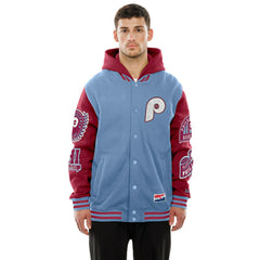 Philadelphia Phillies Cooperstown Full Snap Patch Jacket Blue/Red - Taass US