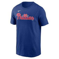 Philadelphia Phillies Fuse Wordmark Nike MLB T-Shirt Blue - Taass on sale