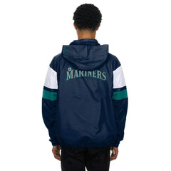 Seattle Mariners MLB Quarter Zip Windbreaker Jacket Navy - Taass outlet