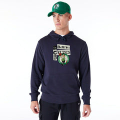 Boston Celtics Newspaper Script New Era NBA Hoodie Navy - Taass Online