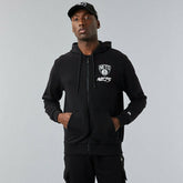 Brooklyn Nets Script New Era NBA Full-Zip Hoodie Black - Taass Online