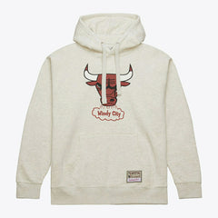 Chicago Bulls Slammin Mitchell & Ness NBA Hoodie Oatmeal Heather - Taass on sale