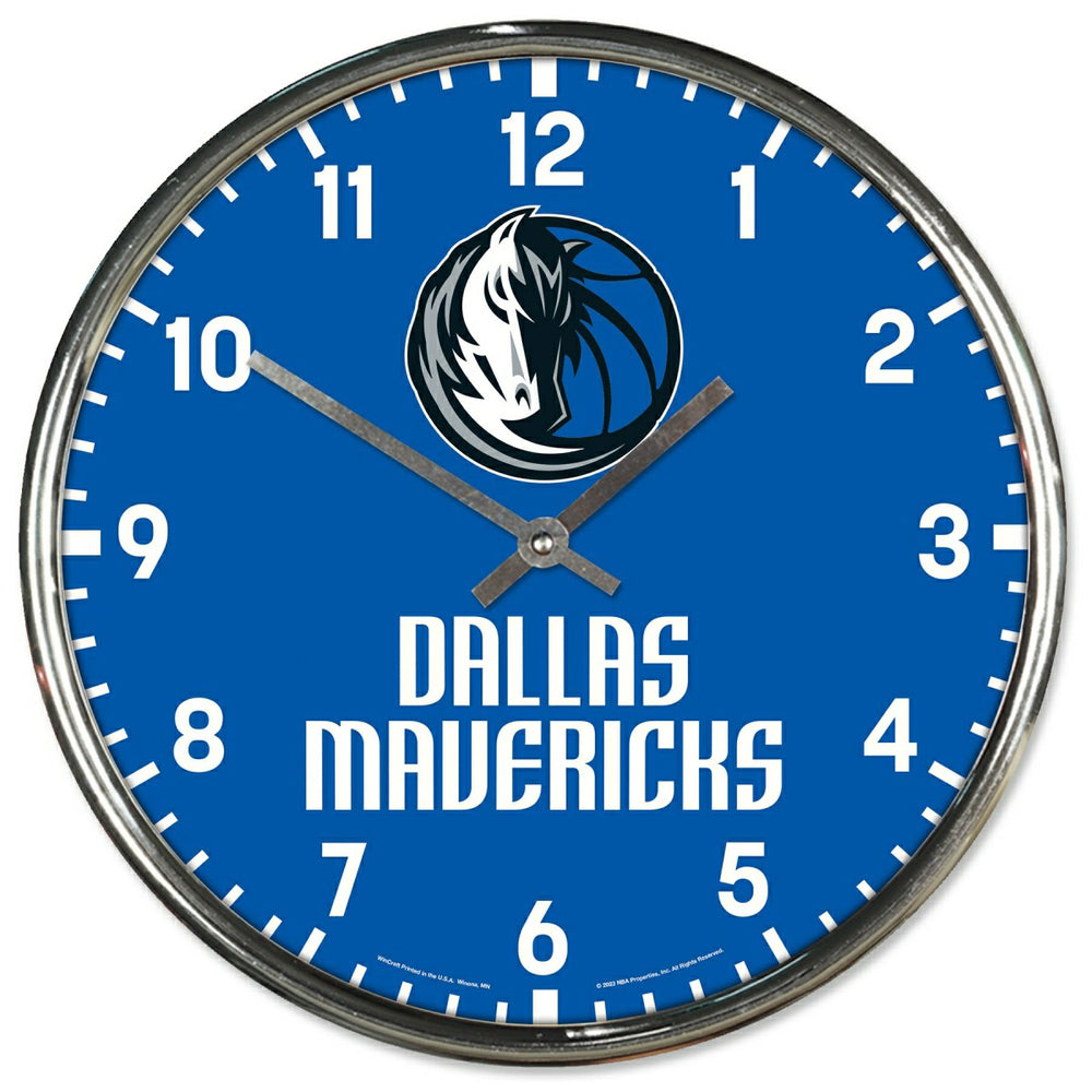 Dallas Mavericks Chrome NBA Team Design Wall Clock - Taass Online
