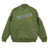 Golden State Warriors Olive Mitchell & Ness Heavyweight Satin NBA Jacket - Taass outlet
