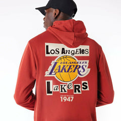 Los Angeles Lakers Newspaper Script New Era NBA Hoodie Red - Taass US