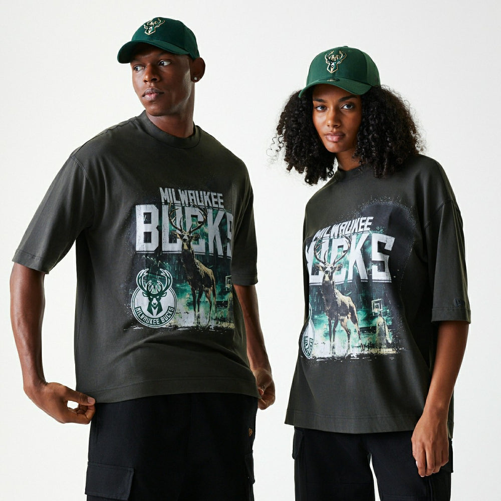 Milwaukee Bucks New Era Washed NBA T-Shirt Dark Gray - Taass discount