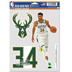 Giannis Antetokounmpo #34 Milwaukee Bucks Player NBA Decals Set (3 Pcs.) - Taass outlet
