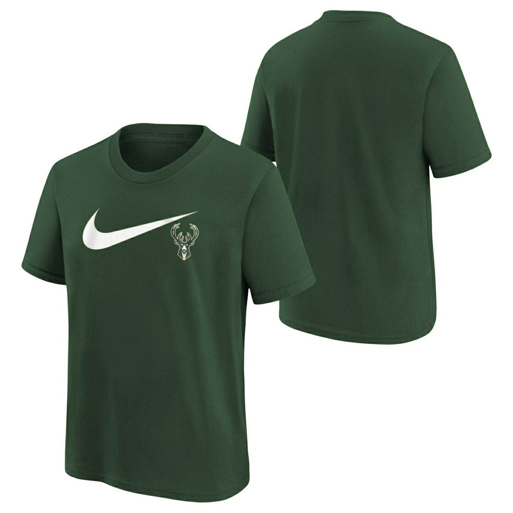 Milwaukee Bucks Nike Swoosh Logo NBA T-Shirt Green (YOUTH) - Taass on sale