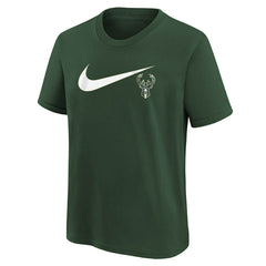 Milwaukee Bucks Nike Swoosh Logo NBA T-Shirt Green (YOUTH) - Taass on sale