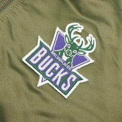 Milwaukee Bucks Olive Mitchell & Ness Heavyweight Satin NBA Jacket - Taass outlet