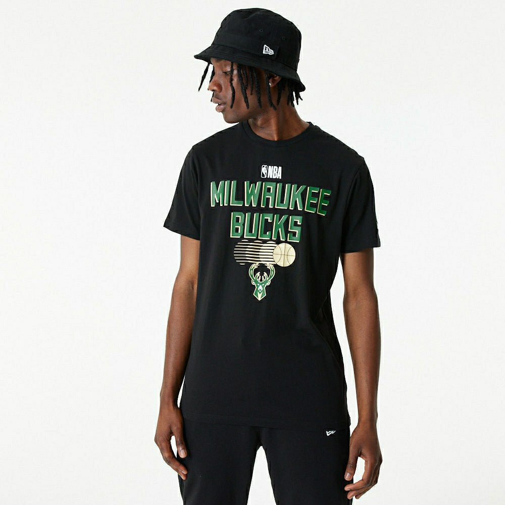 New Era Milwaukee Bucks Team Graphic Basketball T-Shirt Black - Taass for sale