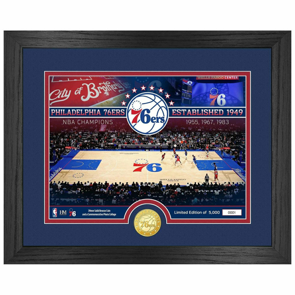 Philadelphia 76ers 3-Time NBA Champions Bronze Coin Framed Photo - Taass discount