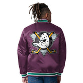 Anaheim Ducks Closer Reversible NHL Varsity Jacket Purple/Teal - Taass for sale