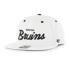 Boston Bruins Pop Script Crosstown '47 Captain Snapback NHL Cap White - Taass Online