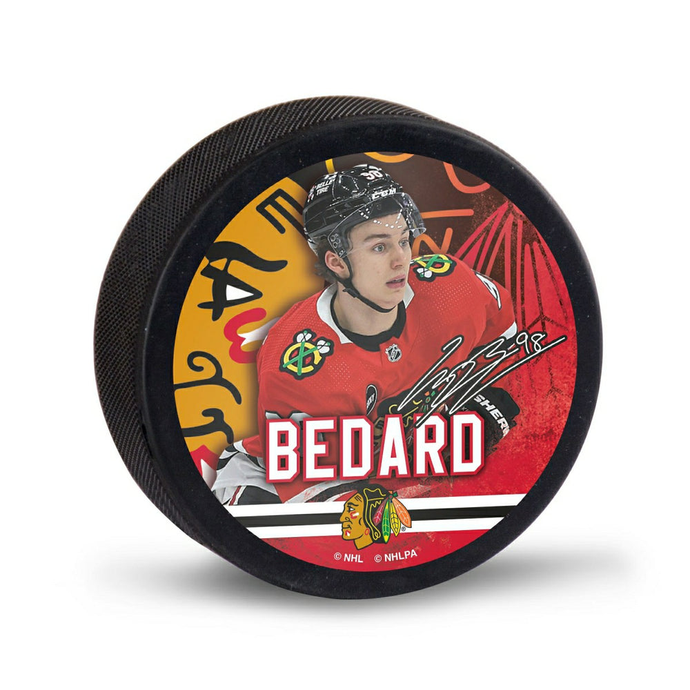 Connor Bedard Chicago Blackhawks NHL Player Puck - Taass for sale