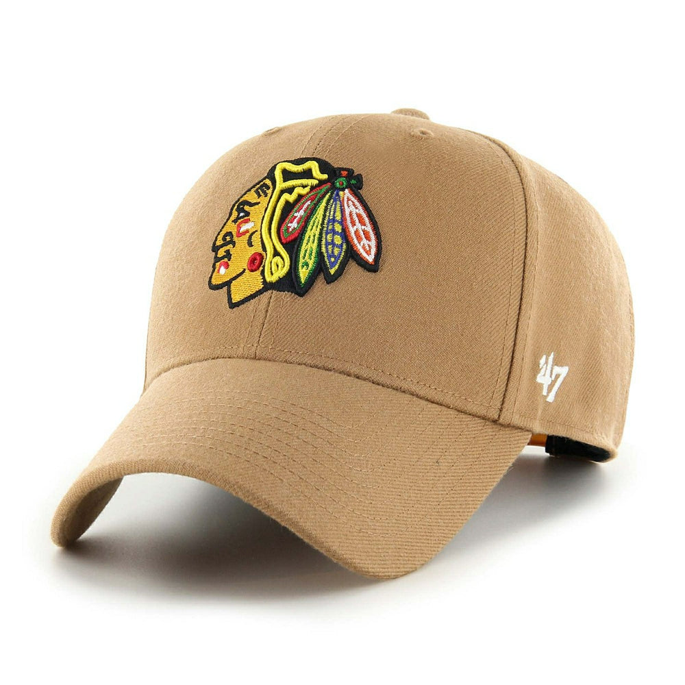 Chicago Blackhawks Camel '47 MVP Snapback NHL Cap Brown - Taass Online