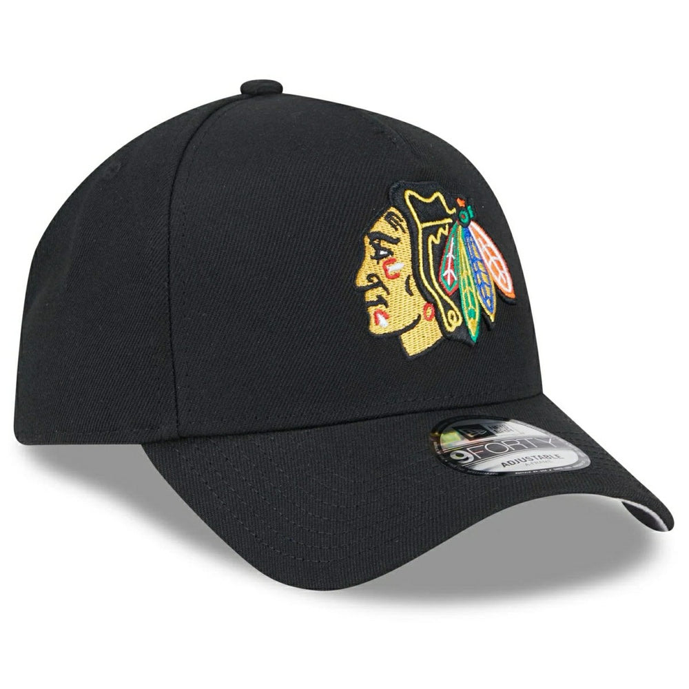 Chicago Blackhawks New Era 9FORTY A-Frame Trucker NHL Cap Black - Taass Online