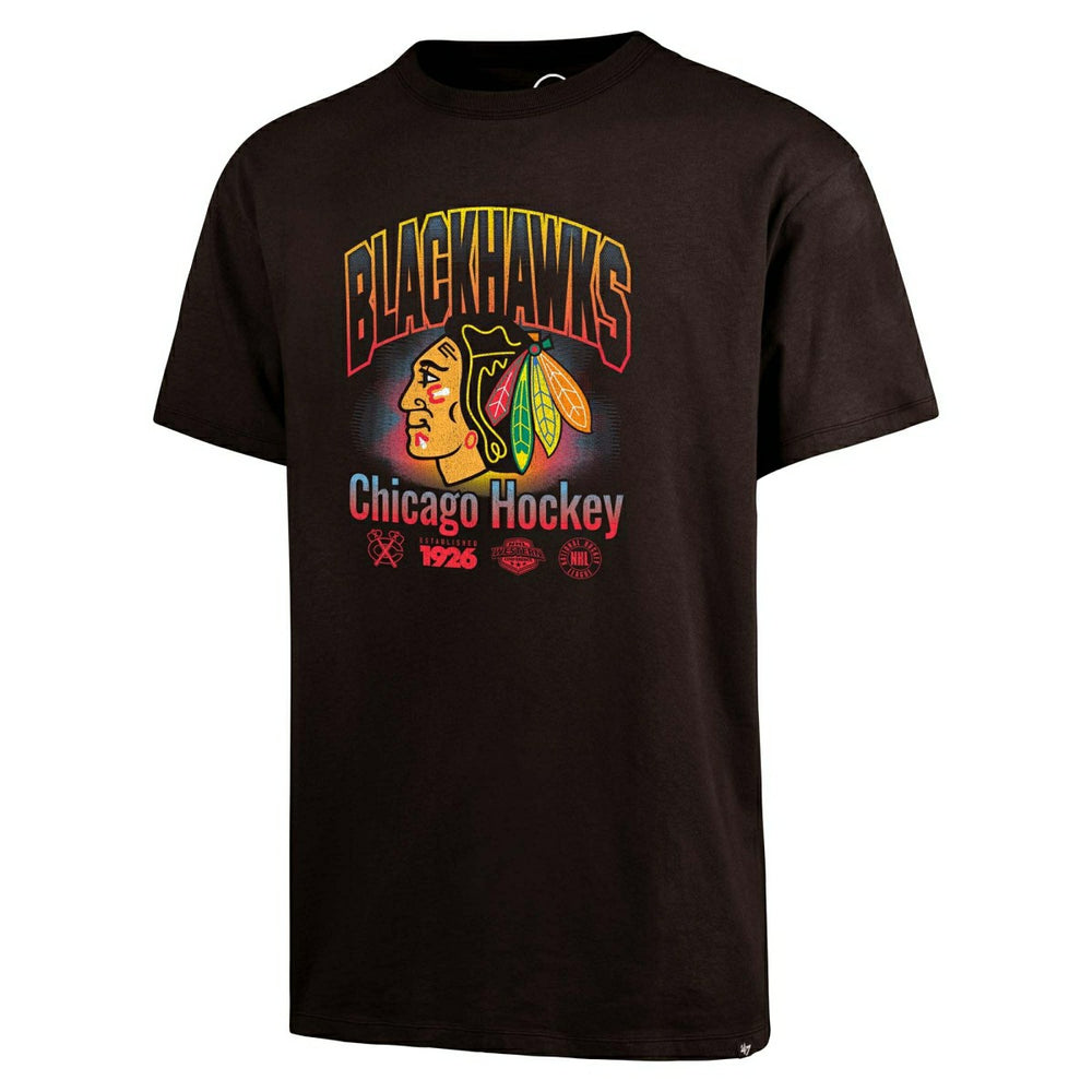Chicago Blackhawks Arch Logo '47 Drop Shoulder NHL T-Shirt Brown - Taass US