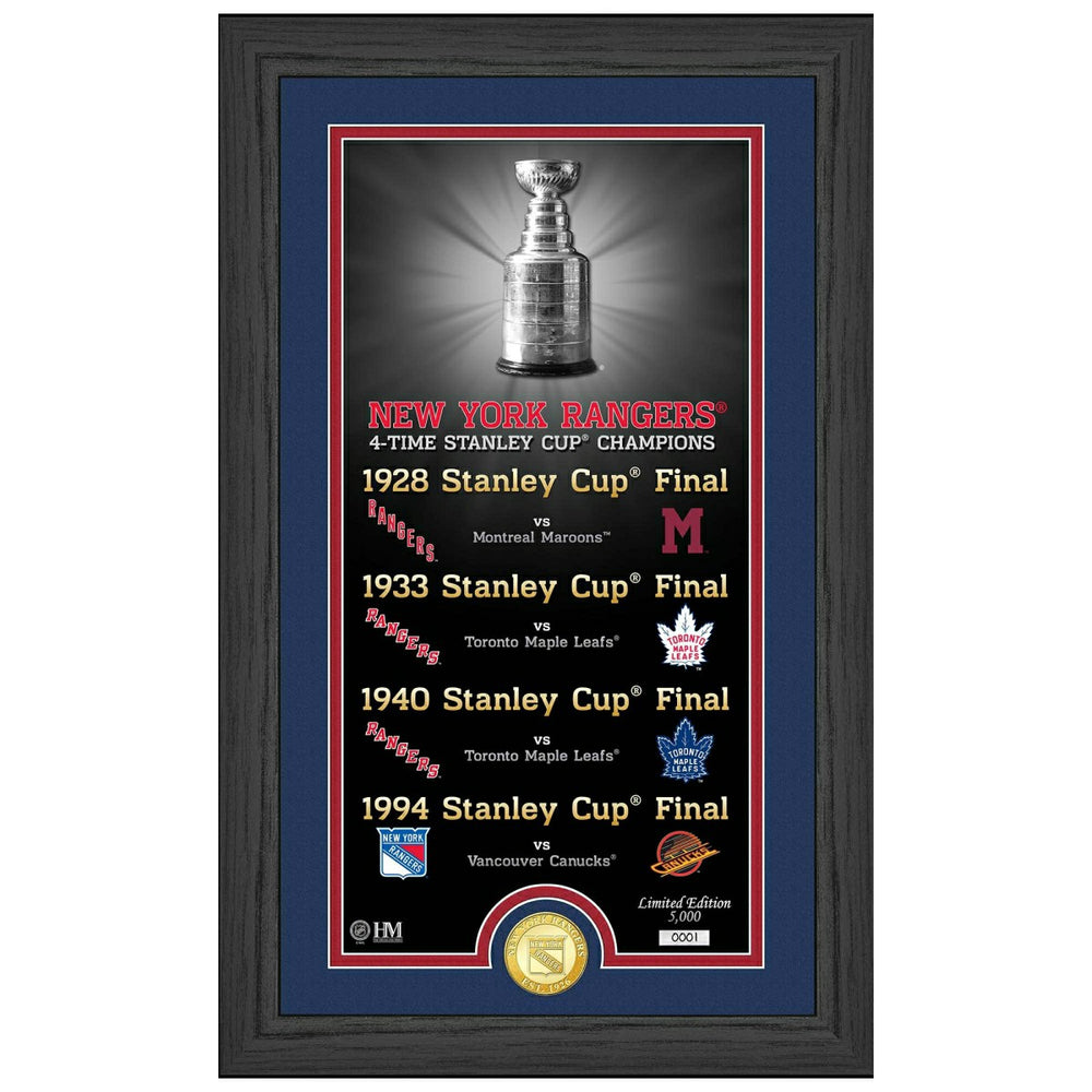 New York Rangers Stanley Cup Legacy Bronze Coin Framed NHL Photo - Taass sale