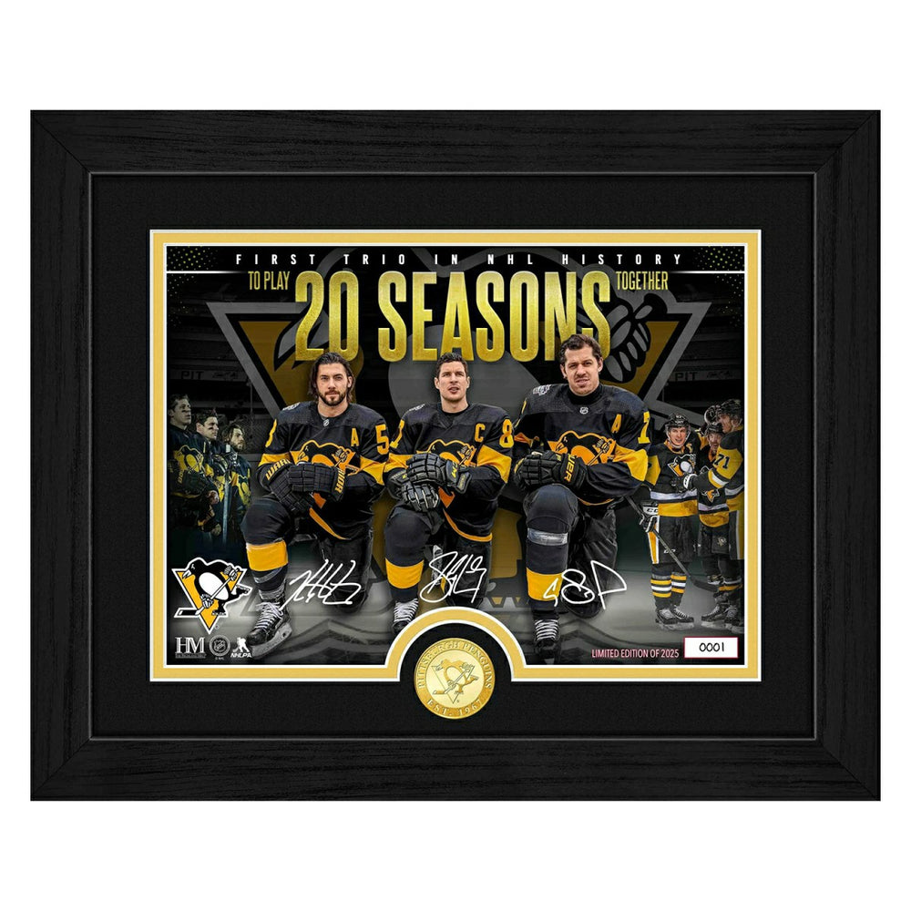 Crosby Malkin Letang 20 Seasons Penguins Bronze Coin NHL Photo Frame - Taass discount