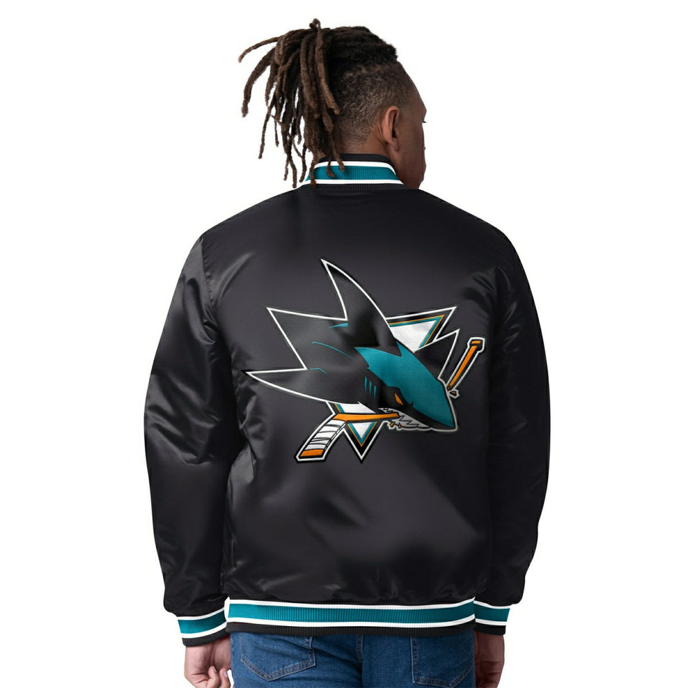 San Jose Sharks Closer Reversible NHL Varsity Jacket Black/Teal - Taass US