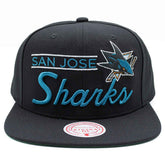 San Jose Sharks Retro Lock Up Mitchell & Ness Snapback NHL Cap Black - Taass on sale