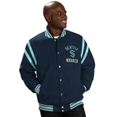 Seattle Kraken G-III Tailback NHL Varsity Jacket Navy - Taass on sale
