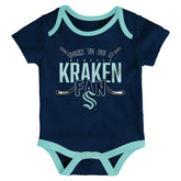Seattle Kraken Game Time NHL Baby Bodysuit Set (3-Piece) - Taass on sale