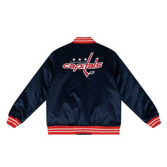 Washington Capitals Heavyweight Satin Mitchell & Ness NHL Jacket Navy - Taass on sale