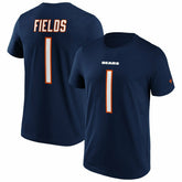 Justin Fields #1 Chicago Bears Iconic Player NFL T-Shirt Navy - Taass Online