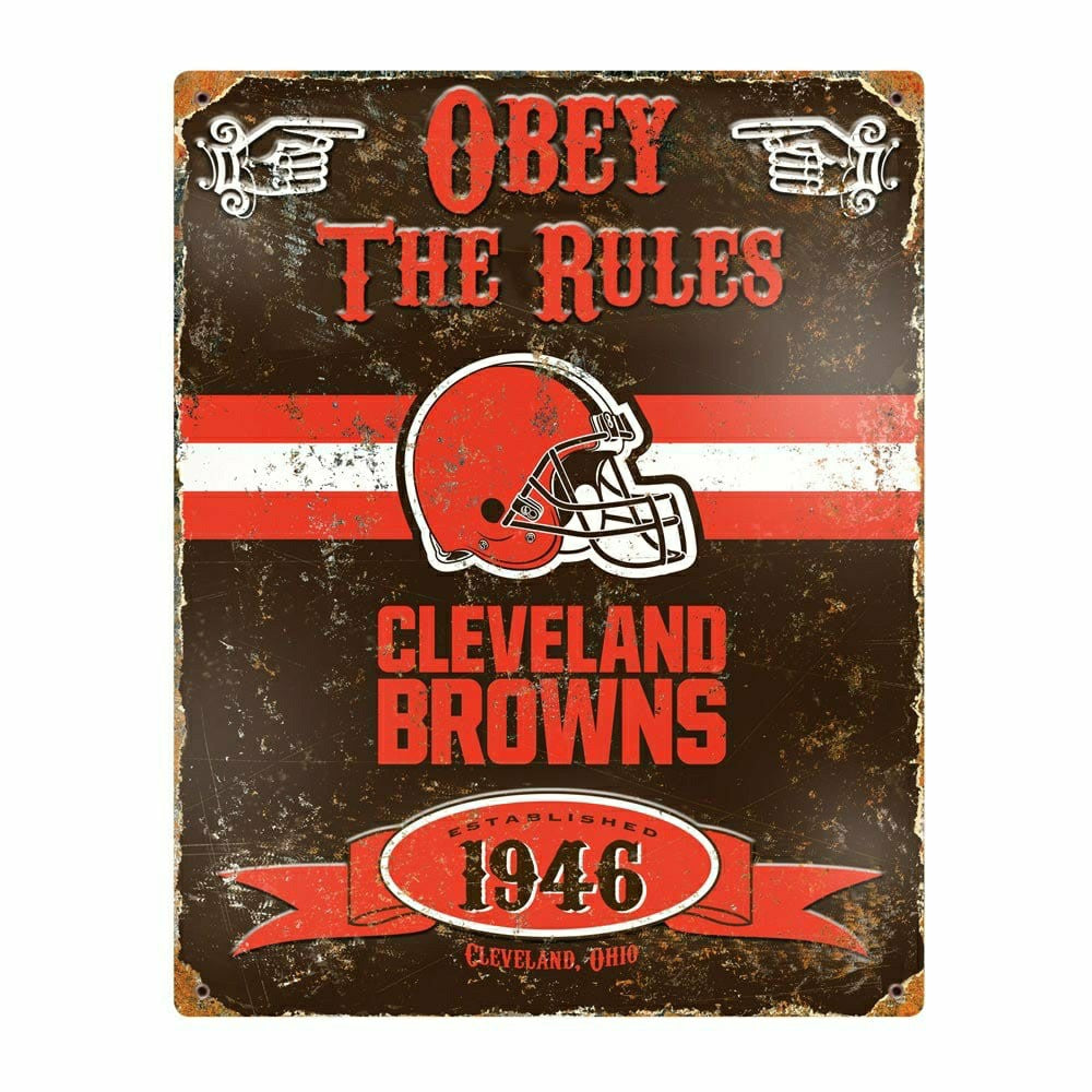 Cleveland Browns Obey The Rules Embossed NFL Metal Sign - Taass Online