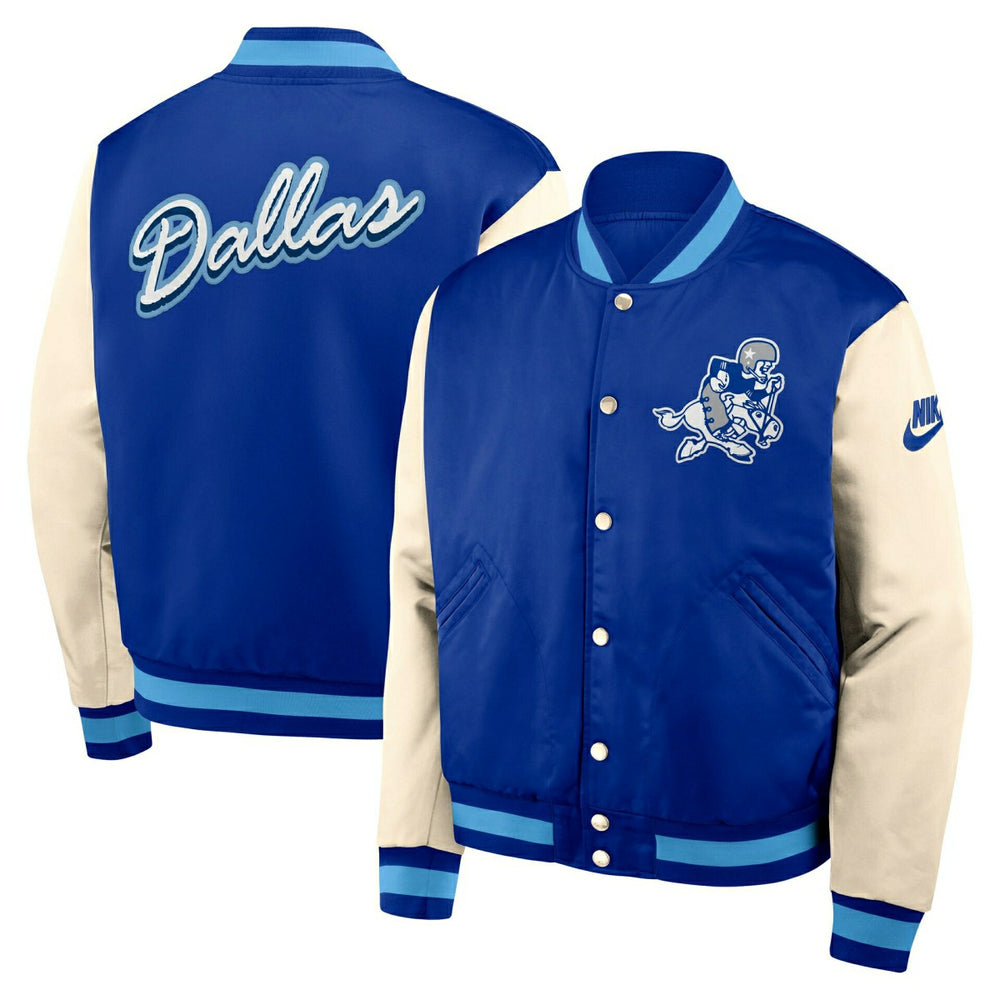 Dallas Cowboys Rewind Legacy Bomber Jacket Blue/Cream - Taass US