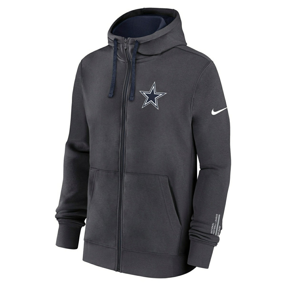 Dallas Cowboys Playbook NFL Full-Zip Fleece Hoodie Anthracite - Taass on sale