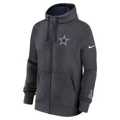 Dallas Cowboys Playbook NFL Full-Zip Fleece Hoodie Anthracite - Taass on sale