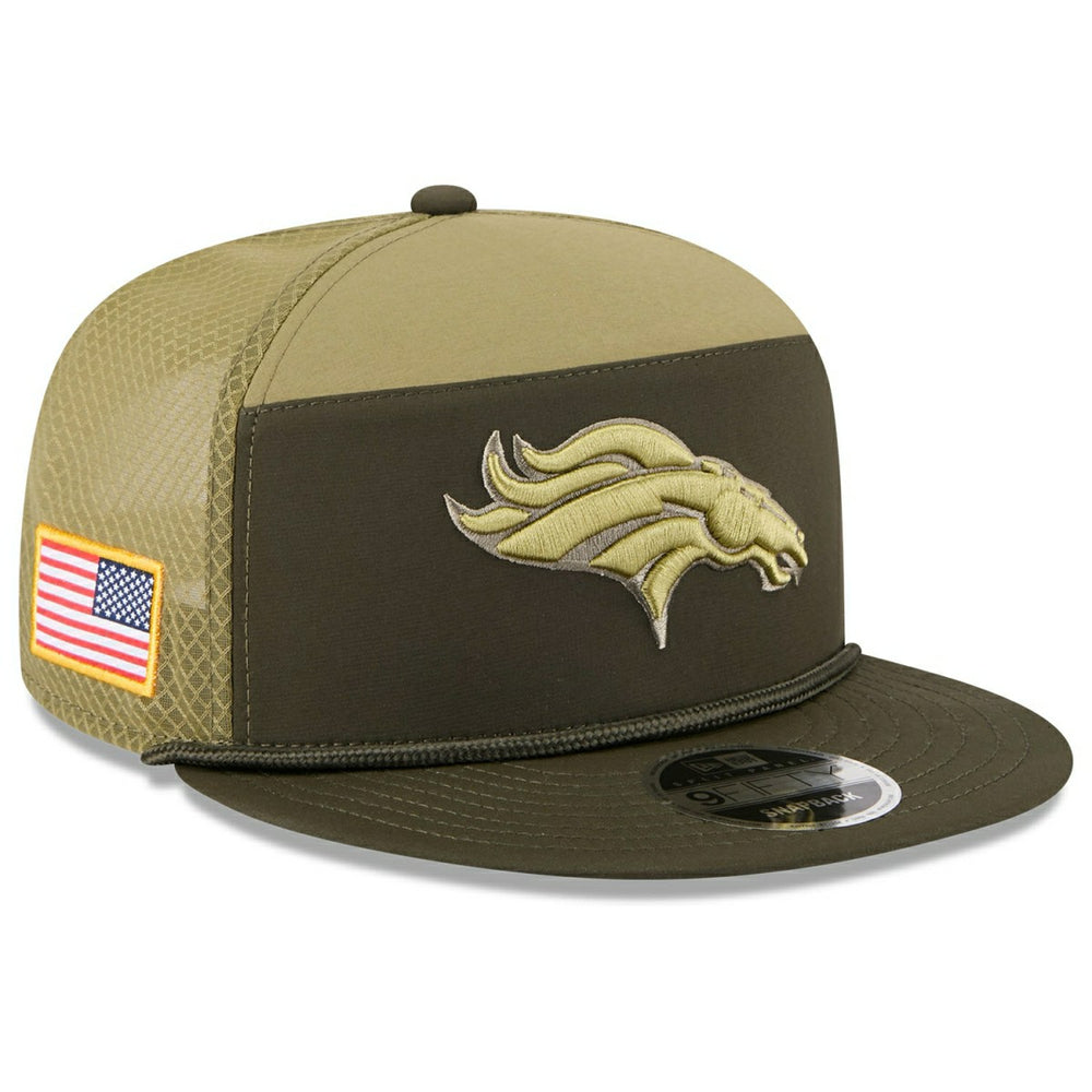 Denver Broncos 2025 NFL Salute to Service 9FIFTY Split Panel Trucker Snapback Cap Olive - Taass sale