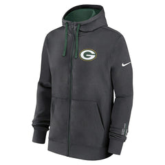 Green Bay Packers Playbook NFL Full-Zip Fleece Hoodie Anthracite - Taass US