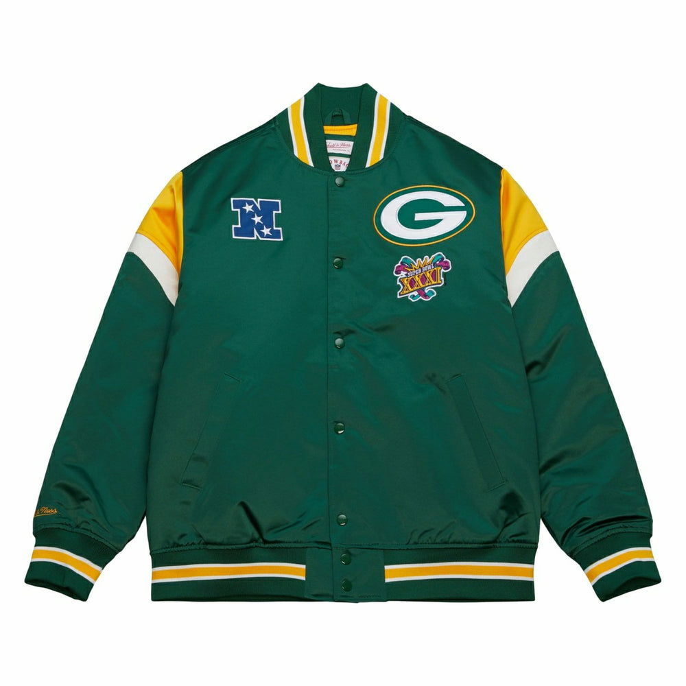Green Bay Packers Mitchell & Ness Heavyweight Satin NFL Jacket - Taass for sale